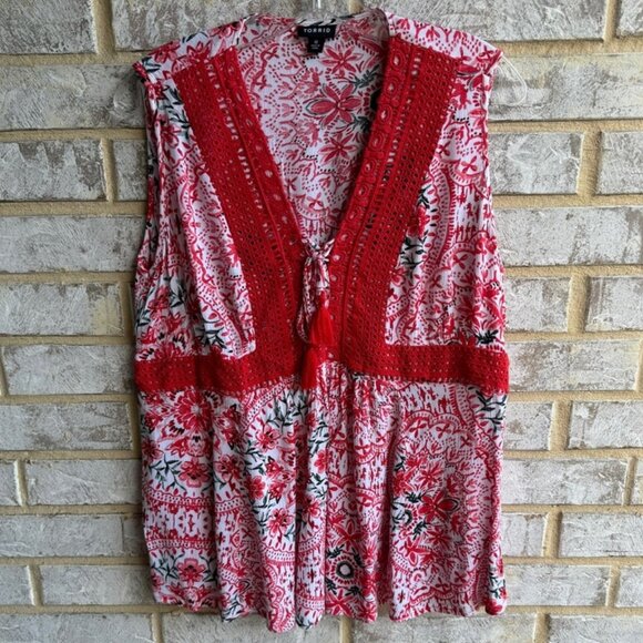 torrid Tops - Torrid Sleeveless Floral Lace Babydoll Tank Top Women's Size 0 (L).